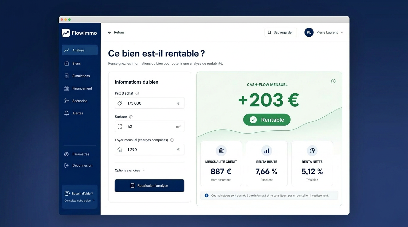 Analyse de rentabilité d'un bien FlowImmo